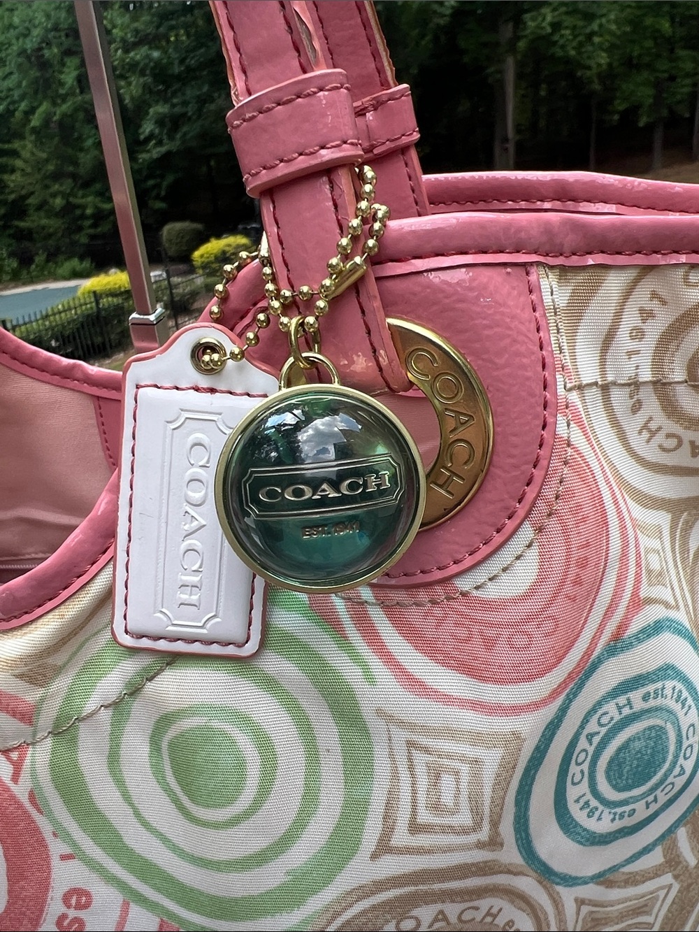 Coach Pink Multicolor The Beach Print F19184 2012 1 tag & RARE HTF COACH ORB - Picture 12 of 17